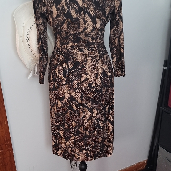 Ralph Lauren Black and Brown Snake Print Sheath  Dress - Picture 10 of 12